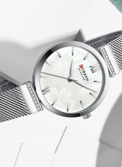 Women's Waterproof Stainless Steel Mesh BAnd Quartz Watch 9067 - 33 mm - Silver