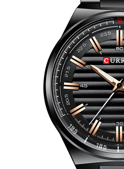 Men's Waterproof Stainless Steel BAnd With CalAnder Quartz Watch 8375 - 45 mm - Black