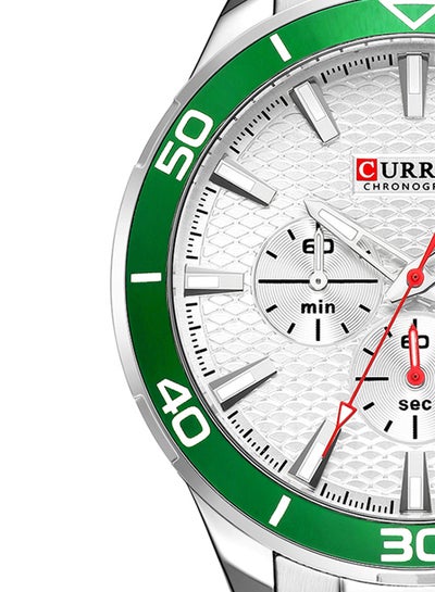 Men's Chronograph Waterproof Stainless Steel BAnd Casual Quartz Watch 8309 - 48 mm - Silver