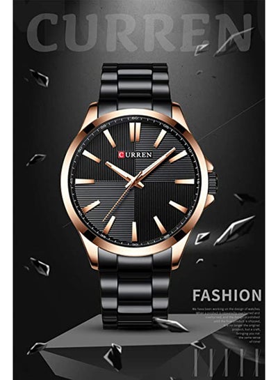 Men's Waterproof Stainless Steel BAnd Casual Quartz Watch 8322 - 45 mm - Black