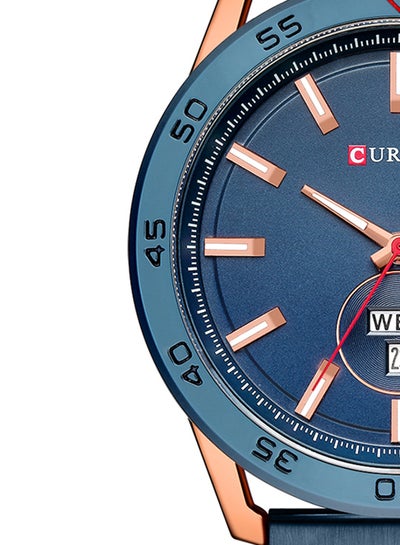 Men's Day-Date Waterproof Stainless Steel BAnd Casual Quartz Watch 8331 - 44 mm - Blue