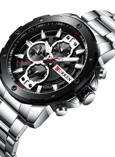 Men's Chronograph Waterproof Stainless Steel BAnd Casual Quartz Watch 8336 - 49 mm - Silver