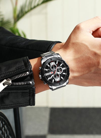 Men's Chronograph Waterproof Stainless Steel BAnd Casual Quartz Watch 8336 - 49 mm - Silver
