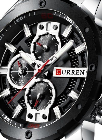 Men's Chronograph Waterproof Stainless Steel BAnd Casual Quartz Watch 8336 - 49 mm - Silver