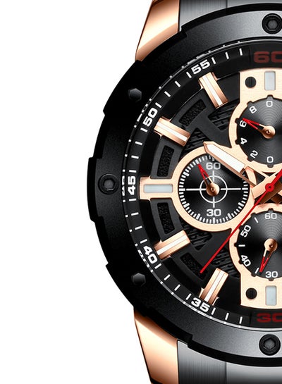 Men's Chronograph Waterproof Stainless Steel BAnd Casual Quartz Watch 8336 - 49 mm - Gold