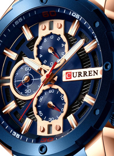 Men's Chronograph Waterproof Stainless Steel BAnd Casual Quartz Watch 8336 - 49 mm - Blue