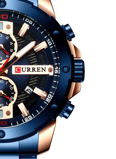 Men's Chronograph Waterproof Stainless Steel BAnd Casual Quartz Watch 8336 - 49 mm - Blue