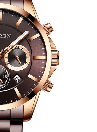 Men's Chronograph Waterproof Stainless Steel BAnd Casual Quartz Watch 8358 - 47 mm - Brown
