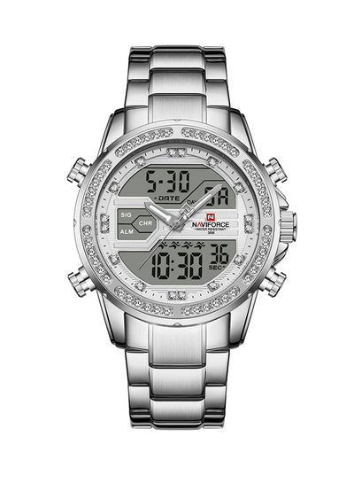 Men's Stainless Steel Analog & Digital Wrist Watch NF9190 S/W - 45 mm - Sliver