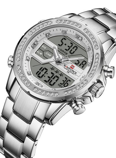 Men's Stainless Steel Analog & Digital Wrist Watch NF9190 S/W - 45 mm - Sliver