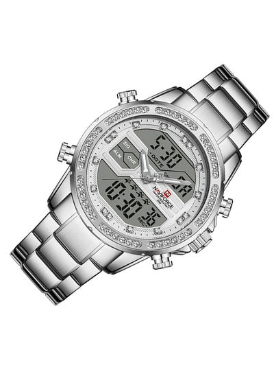 Men's Stainless Steel Analog & Digital Wrist Watch NF9190 S/W - 45 mm - Sliver