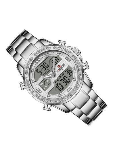 Men's Stainless Steel Analog & Digital Wrist Watch NF9190 S/W - 45 mm - Sliver