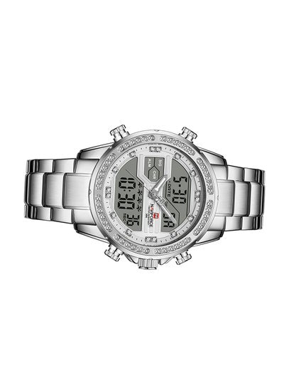 Men's Stainless Steel Analog & Digital Wrist Watch NF9190 S/W - 45 mm - Sliver