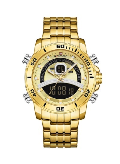 Men's Stainless Steel Analog & Digital Wrist Watch NF9181S G/G - 45 mm - Gold