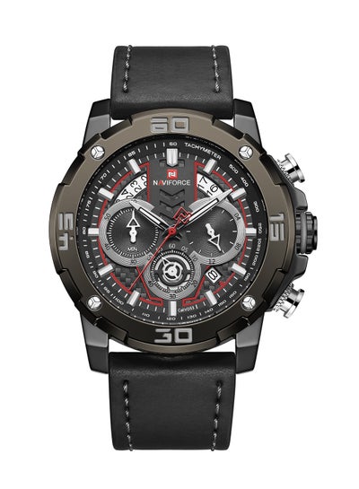 Men's Leather Chronograph Wrist Watch NF9175 B/B/B - 47 mm - Black