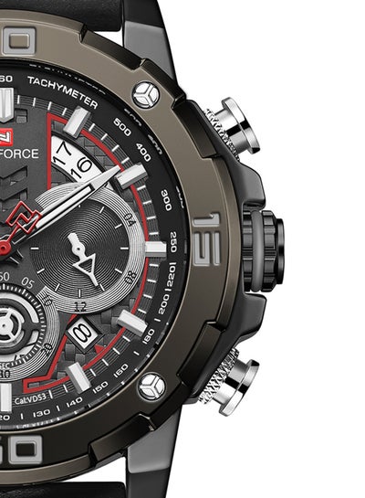 Men's Leather Chronograph Wrist Watch NF9175 B/B/B - 47 mm - Black