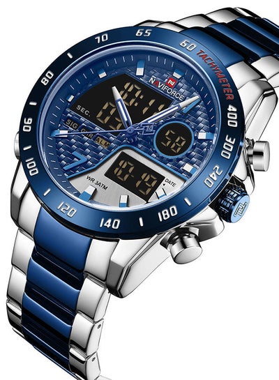 Men's Stainless Steel Analog & Digital Wrist Watch NF9171 S/BE/BE - 45 mm - Silver And Blue