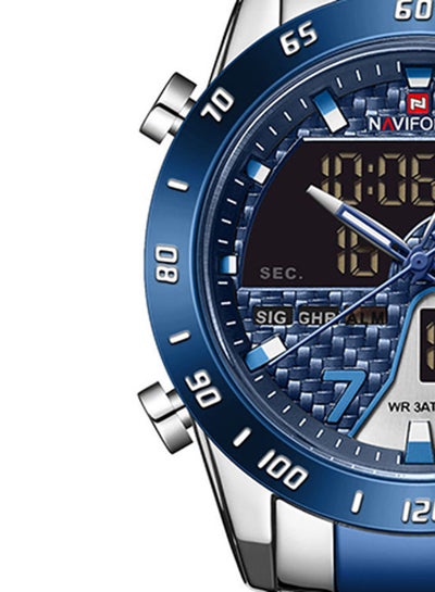 Men's Stainless Steel Analog & Digital Wrist Watch NF9171 S/BE/BE - 45 mm - Silver And Blue
