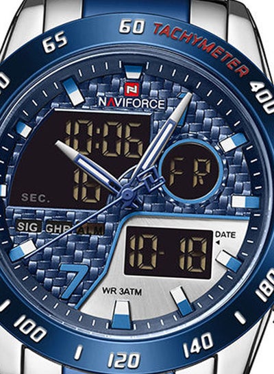 Men's Stainless Steel Analog & Digital Wrist Watch NF9171 S/BE/BE - 45 mm - Silver And Blue