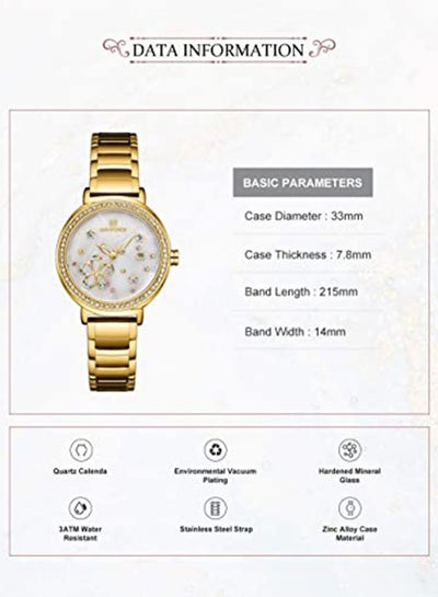 Women's Stainless Steel Analog Wrist Watch NF5016 G/W