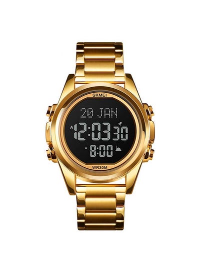 Men's 1667 Stainless Steel Back Digital Alfajr Azan Prayer Wrist Watch - 44 mm - Gold