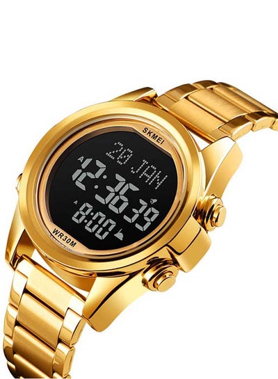 Men's 1667 Stainless Steel Back Digital Alfajr Azan Prayer Wrist Watch - 44 mm - Gold