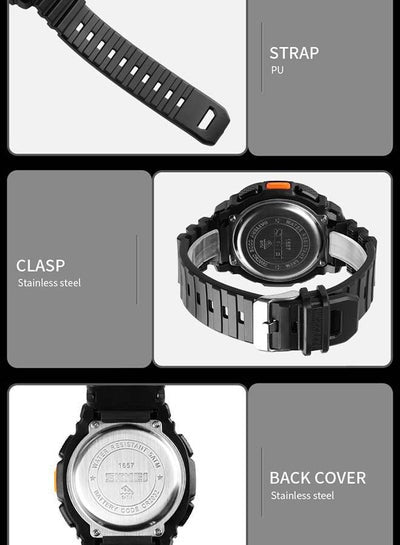 Men's 1657 Sport LED Silicone Strap Back Light Chronograph Wristwatch - 49 mm - Black