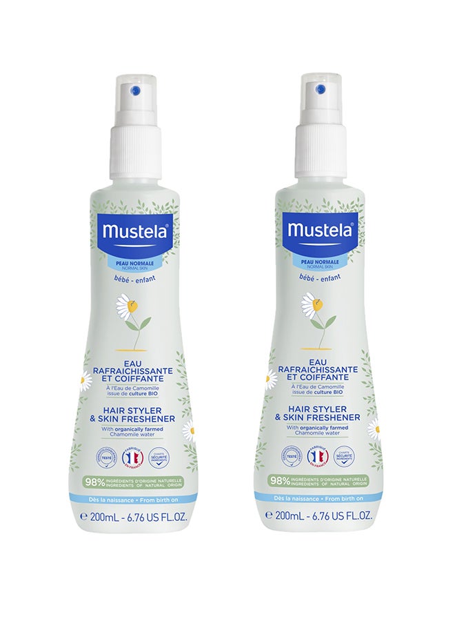Mustela Pack Of 2, Hair styler And Skin freshener with Organic Chamomile Water
