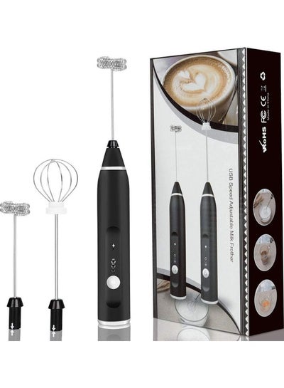 3-Piece Milk Frother And Whisk Set Black/Silver