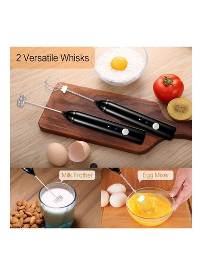 3-Piece Milk Frother And Whisk Set Black/Silver