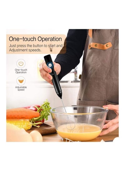 3-Piece Milk Frother And Whisk Set Black/Silver