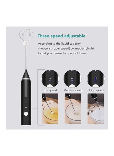 3-Piece Milk Frother And Whisk Set Black/Silver