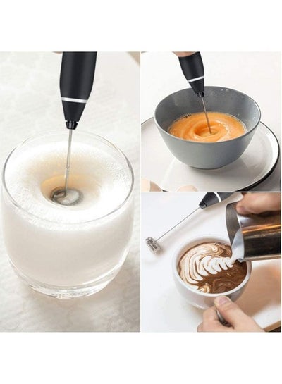 3-Piece Milk Frother And Whisk Set Black/Silver