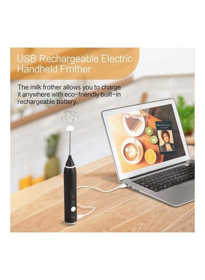 3-Piece Milk Frother And Whisk Set Black/Silver