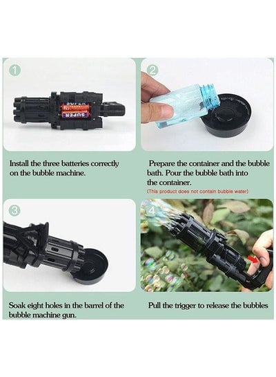 8 Hole Design Portable Non-Toxic Electric Gatling Bubble Maker Machine Gun