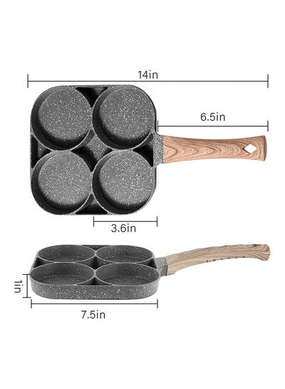 مقلاة الفطائر المحلاة ذات 4 فتحات أسود/بني 14x7.5x1 بوصة