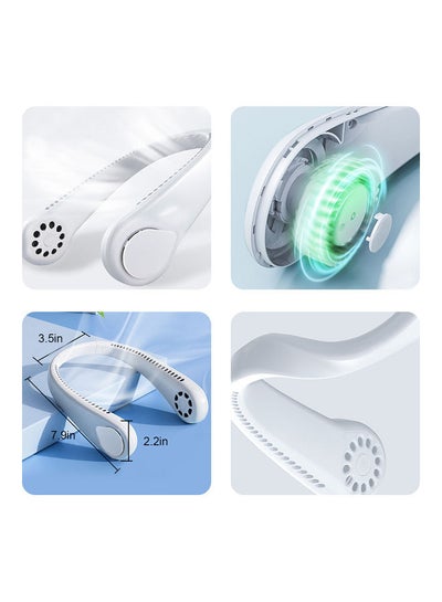Portable Neck Hanging Hands-Free Bladeless Rechargeable Fan S0-1037 White