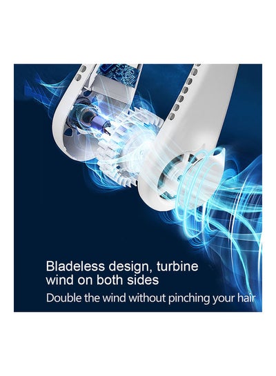 Portable Neck Hanging Hands-Free Bladeless Rechargeable Fan S0-1037 White