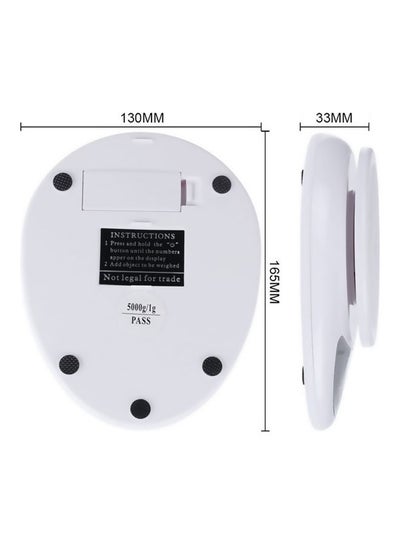 5KG/1g Digital  Kitchen Food Scale White 16 x 3 x 13cm