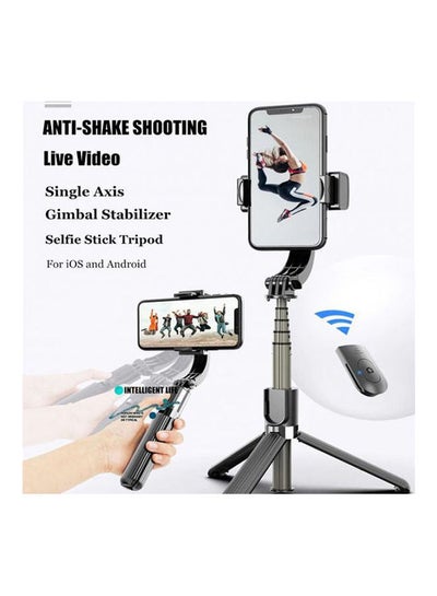 L08 Mobile Phone Stabilizer Anti-Shake Gimbal Stabilizer Selfie Stick Tripod 3 In 1 With Remote Handheld Gimbal Video Shooting Compatible With Ios & Android Black