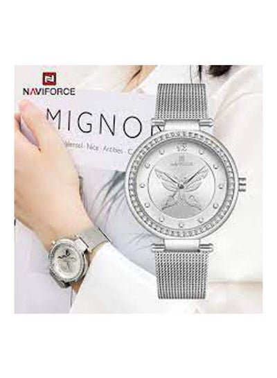 ساعة يد بعقارب من الستانلس ستيل NF5018 S/W للنساء
