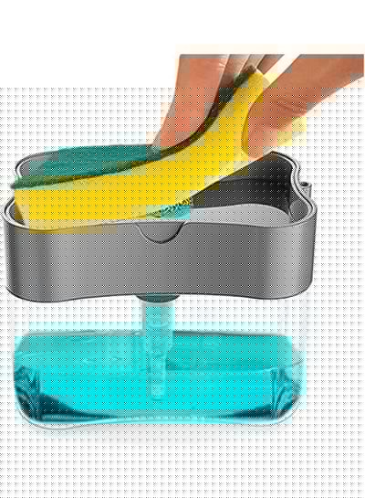 Monico Sink Soap Dispenser Dishwashing Soap Dispensersanitizer Dispenser Sponge Holder 2 In1Dish Soap Dispenser Caddycountertop Soap Dispensersoap Pump Dispenser Grey