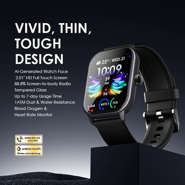 Oraimo 2.01 Inches Watch 5 Smartwatch with Health Monitoring – Berry Grey