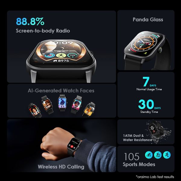 Oraimo 2.01 Inches Watch 5 Smartwatch with Health Monitoring – Berry Grey
