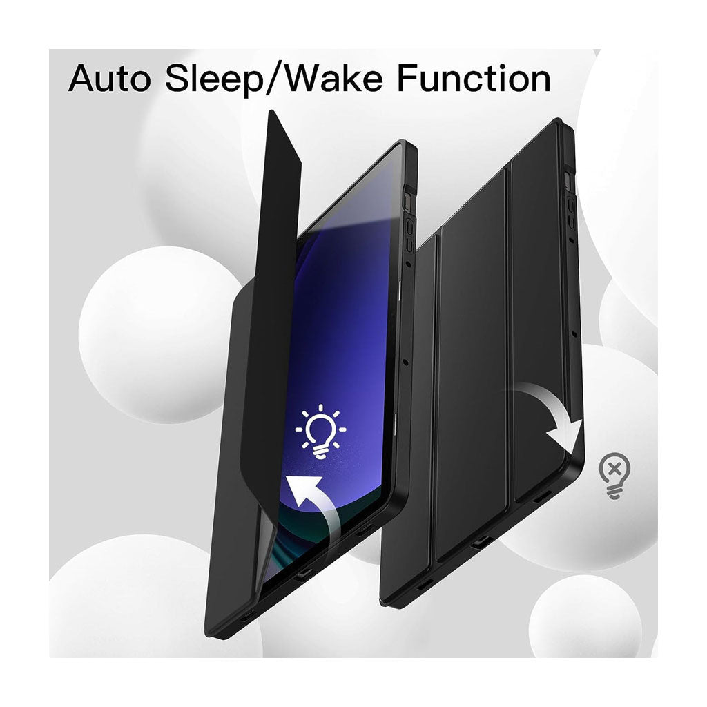 PROTECT Samsung Tab S10 FE Protective Tablet Cover | Trifold Stand | Auto Wake/Sleep | Silicone | Pencil Slot | Anti-Fingerprint | Black