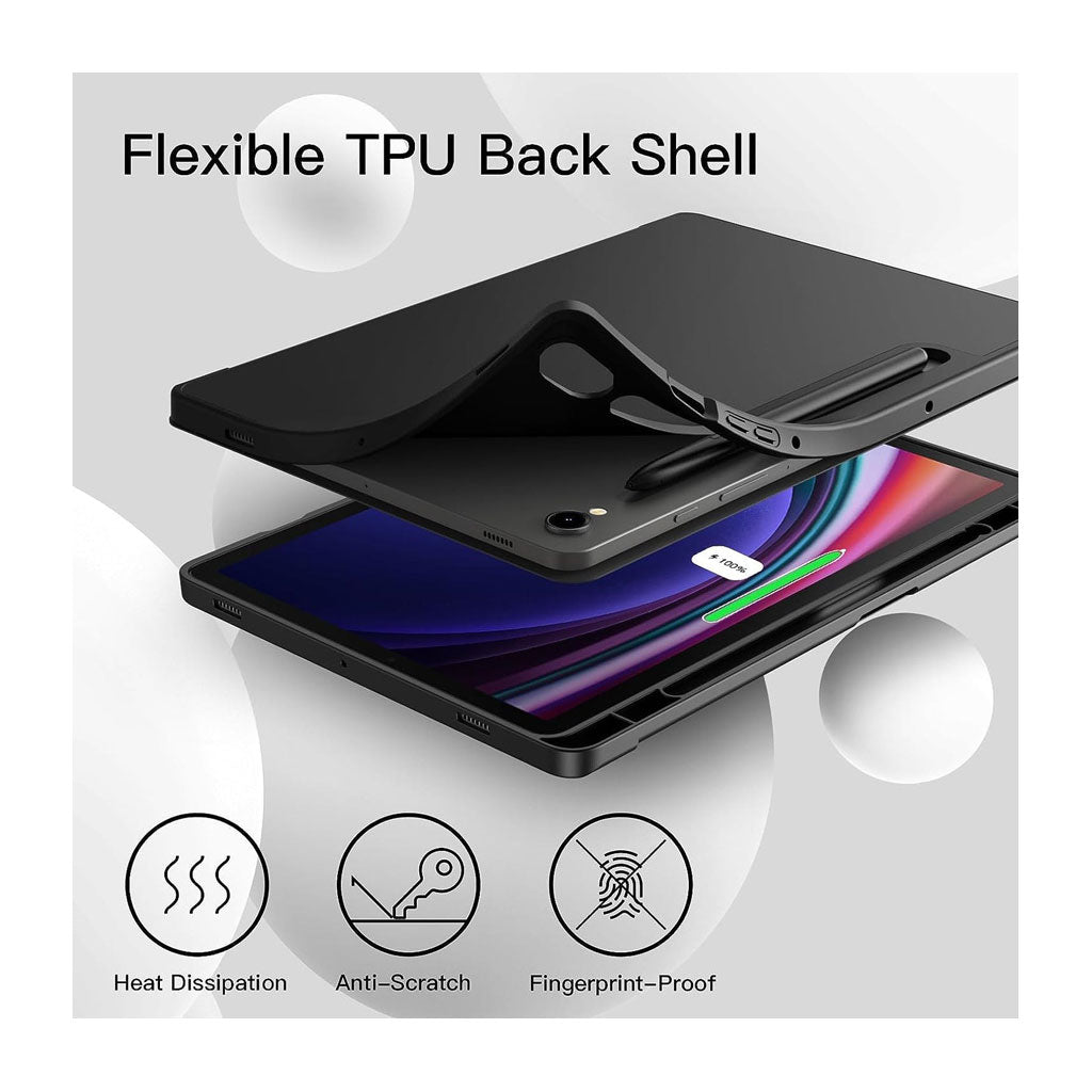 PROTECT Samsung Tab S10 FE Protective Tablet Cover | Trifold Stand | Auto Wake/Sleep | Silicone | Pencil Slot | Anti-Fingerprint | Black