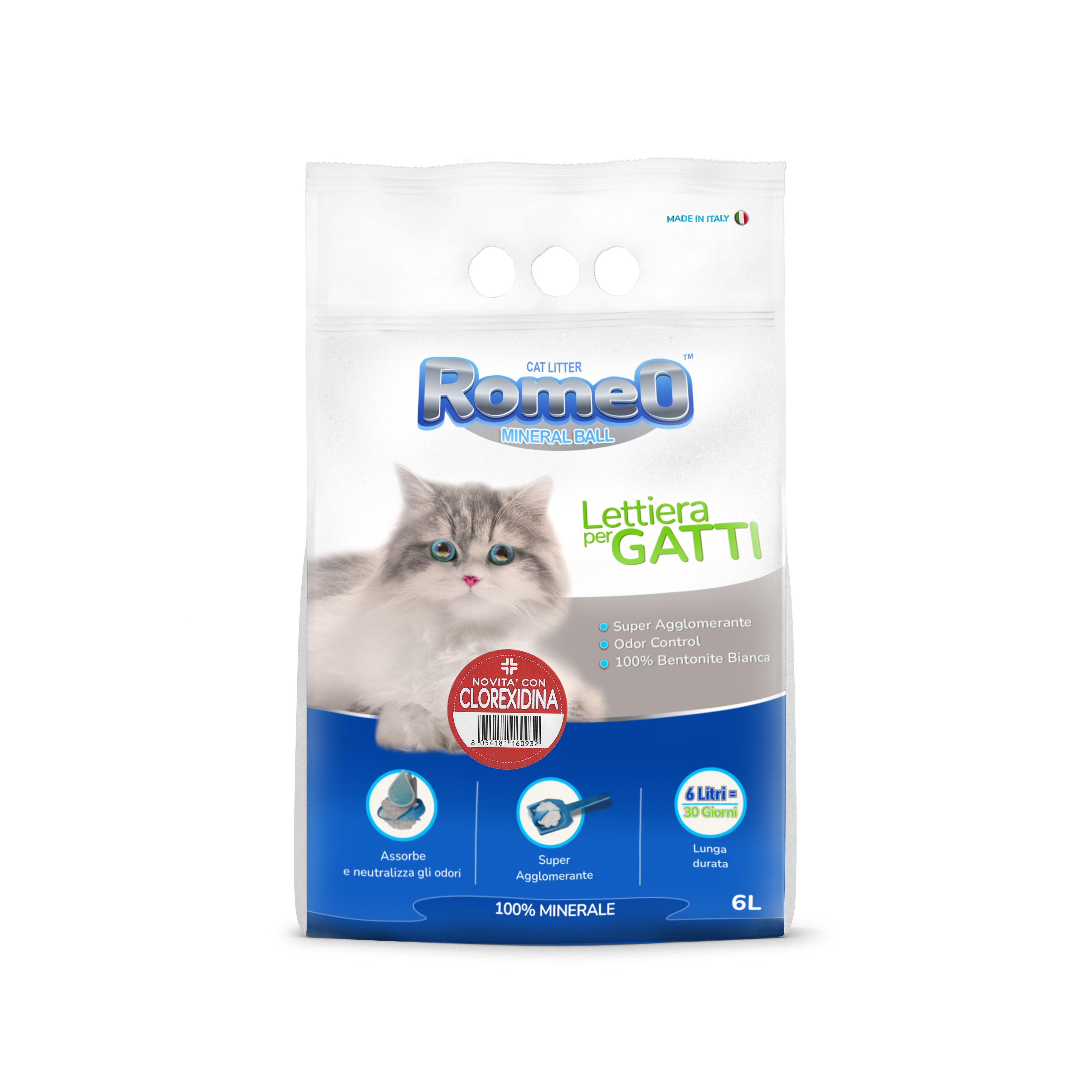 Romeo Cat Litter Mineral Ball CLOREXIDINA