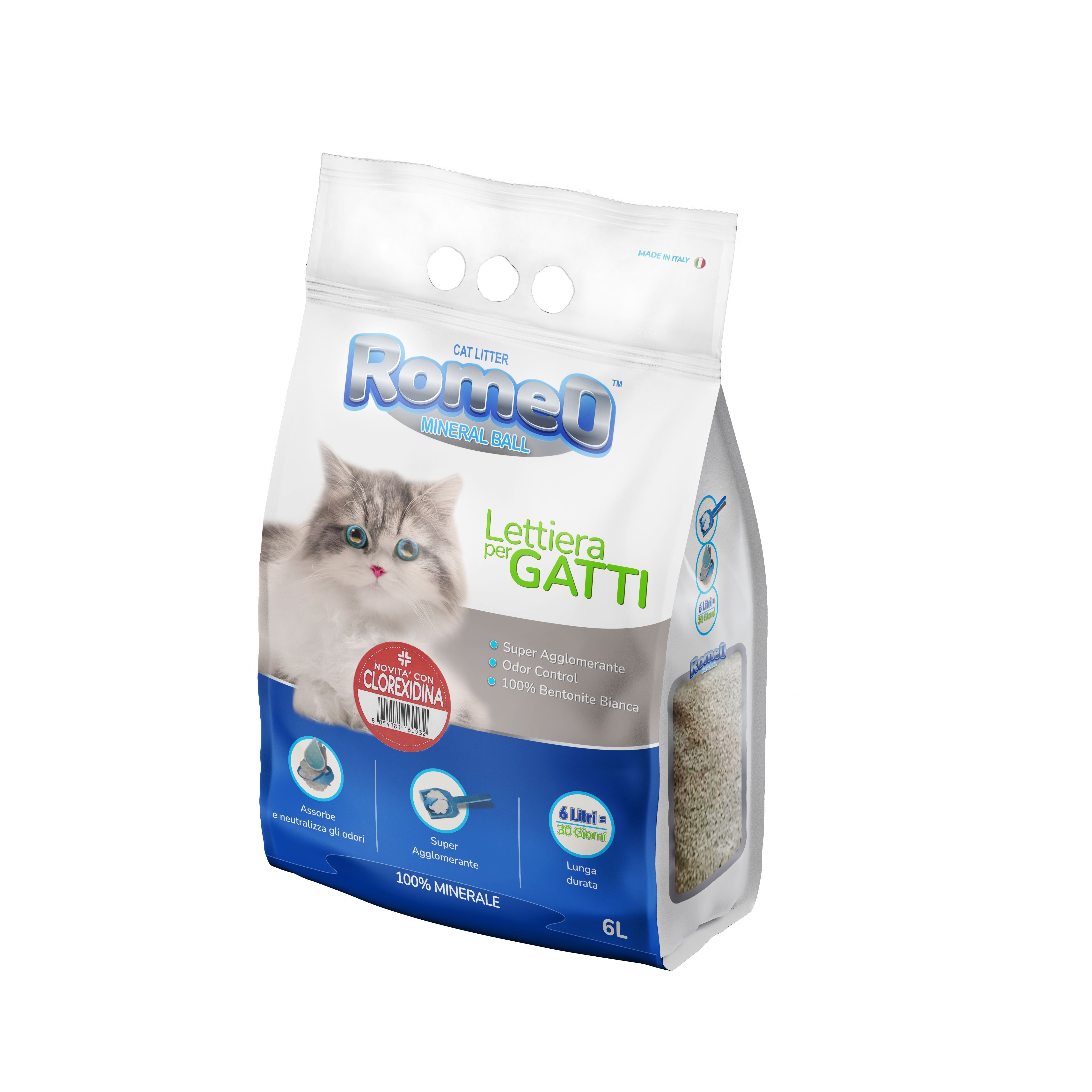 Romeo Cat Litter Mineral Ball CLOREXIDINA