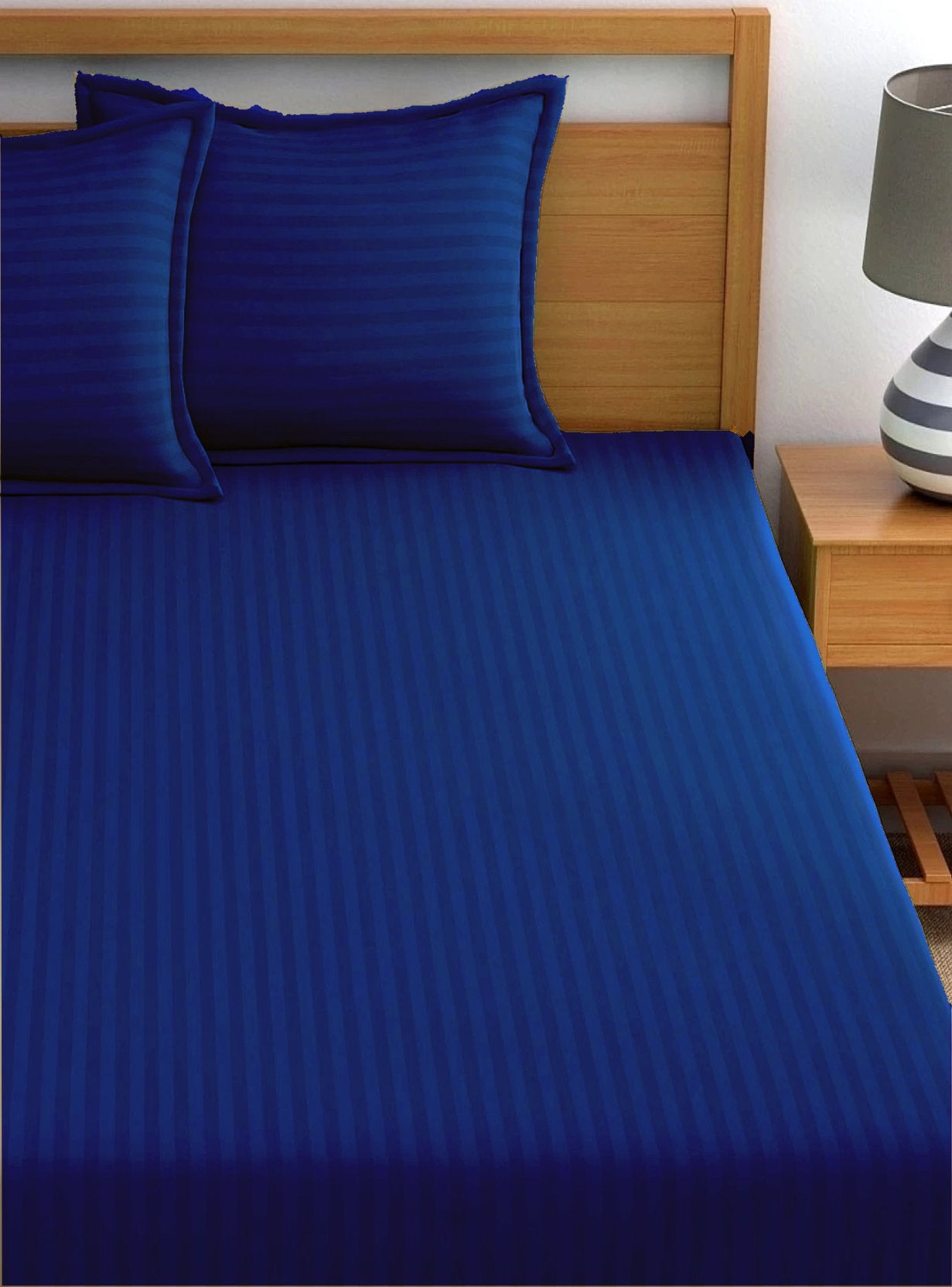MAXQON Fitted Bed Sheet +1Pcs Pillow Covers, Single Size 90x190+15cm, Color Blue