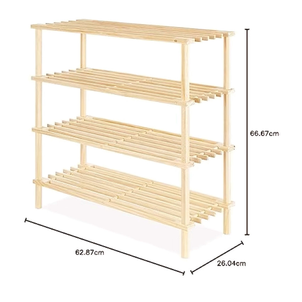 Wooden Bamboo Shoe Rack 4-Tier For for Entryway Hallway